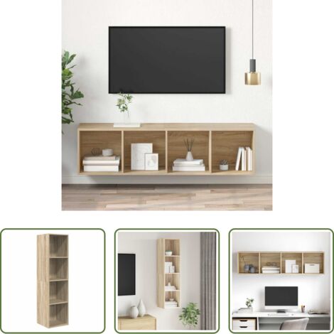 vidaXL Armario de televisión -  Mueble TV pared contrachapada color roble Sonoma 37x37x142,5 cm