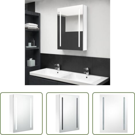 vidaXL Armario de tocador -  Armario de baño con espejo LED blanco brillante 50x13x70 cm