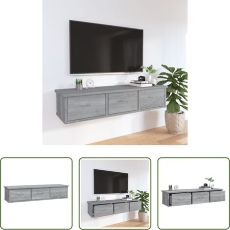 vidaXL Armario de TV -  Armario de pared madera de ingeniería gris Sonoma 88x26x18,5 cm