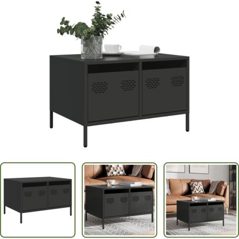 vidaXL Armario de TV -  Mueble para TV acero laminado en frío negro 68x50x43,5 cm