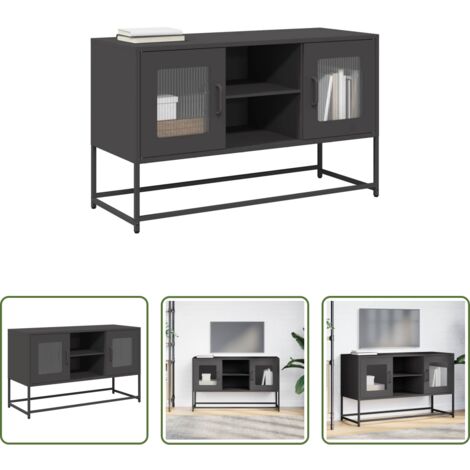 vidaXL Armario de tv - Mueble para TV de acero negro 100,5x39x60,5 cm