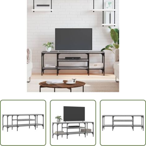 vidaXL Armario de TV -  Mueble TV madera ingeniería y hierro gris Sonoma 121x35x45 cm