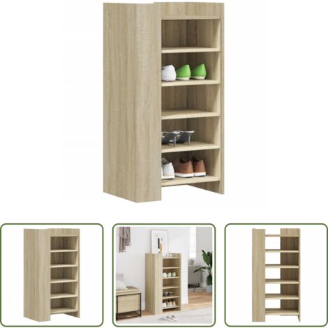 vidaXL Armario de zapatos de madera -  Mueble zapatero madera ingeniería roble Sonoma 52x37,5x100 cm