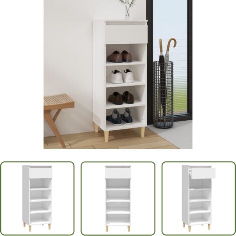 vidaXL Armario de zapatos -  Mueble zapatero madera contrachapada blanco 40x36x105 cm