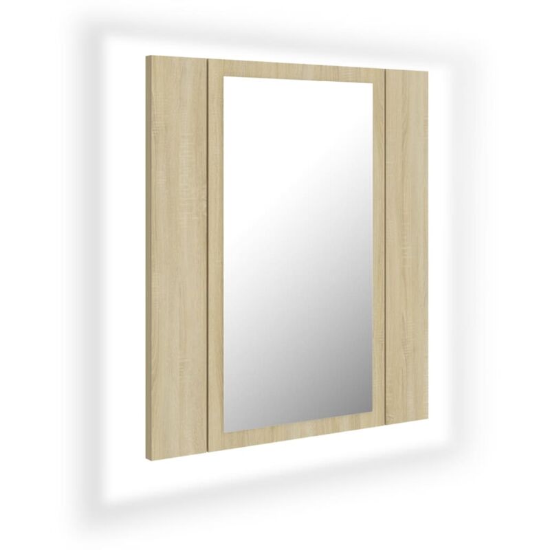 

vidaXL Armario espejo baño con luz LED roble sonoma 40x12x45 cm - Marrón
