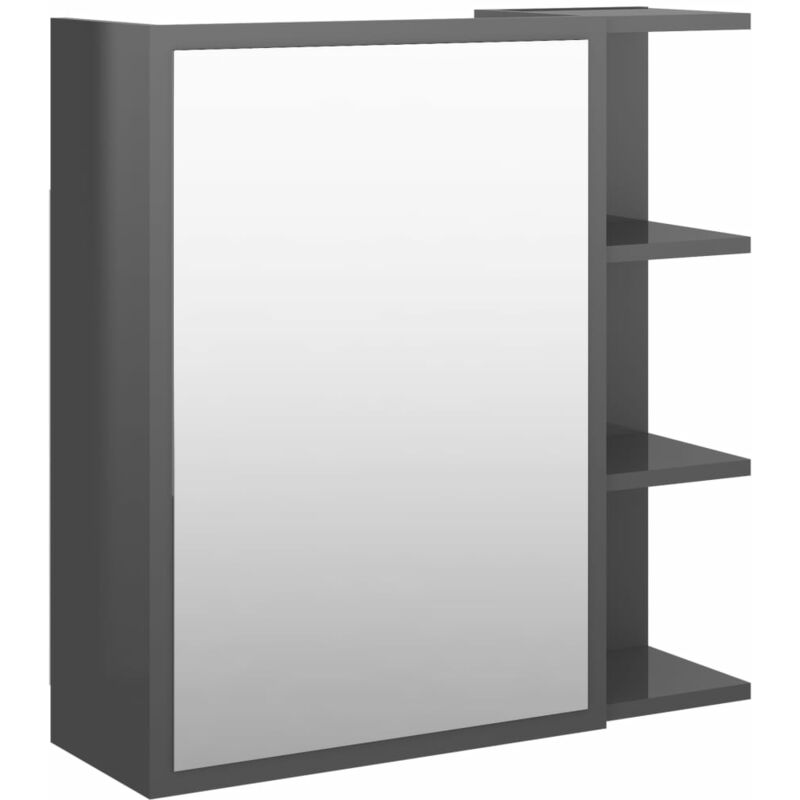 

Armario espejo de baño aglomerado gris brillo 62,5x20,5x64 cm - Gris - Vidaxl