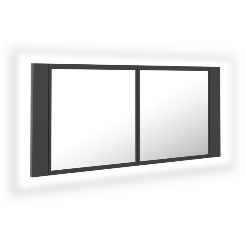 

vidaXL Armario espejo de baño con luz LED gris 100x12x45 cm - Gris