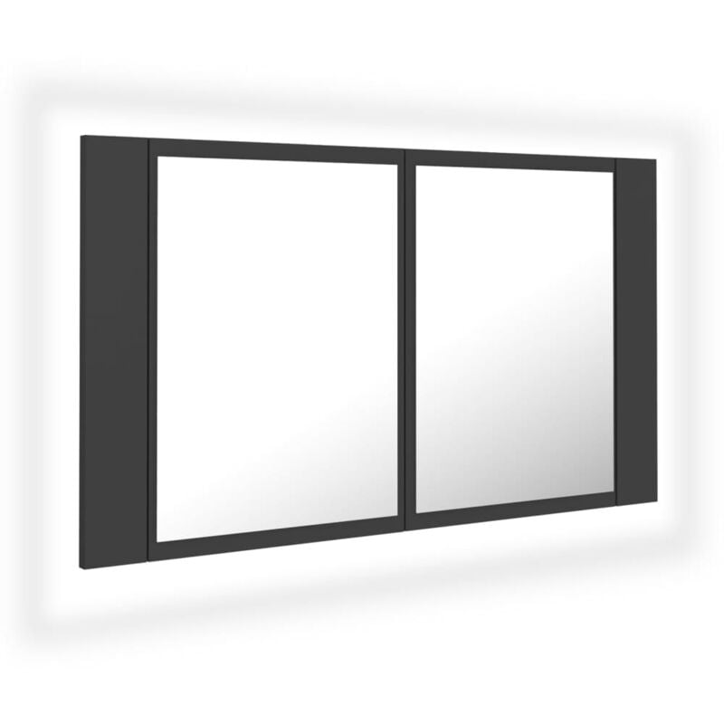 

vidaXL Armario espejo de baño con luz LED gris 80x12x45 cm - Gris