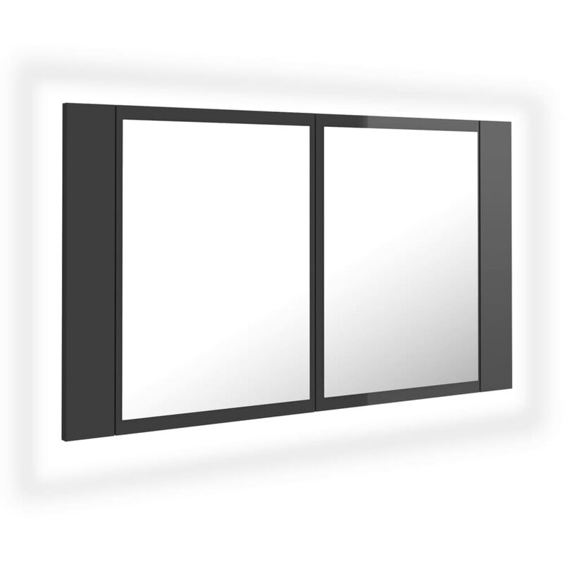 

vidaXL Armario espejo de baño con luz LED gris brillante 80x12x45 cm - Gris