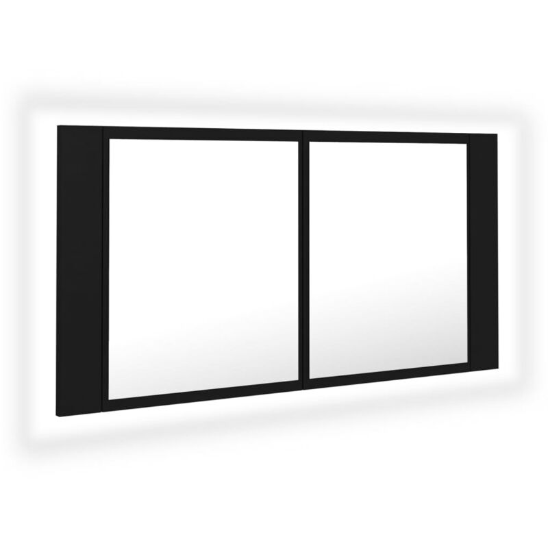 

vidaXL Armario espejo de baño con luz LED negro 90x12x45 cm - Negro