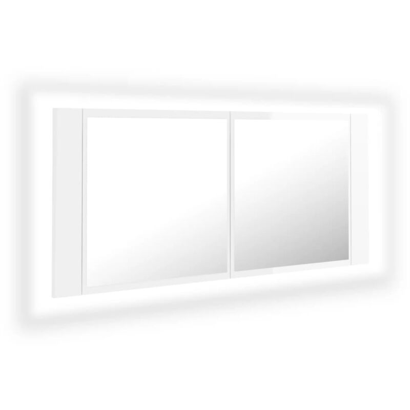 

vidaXL Armario espejo de baño luz LED blanco brillante 100x12x45 cm - Blanco