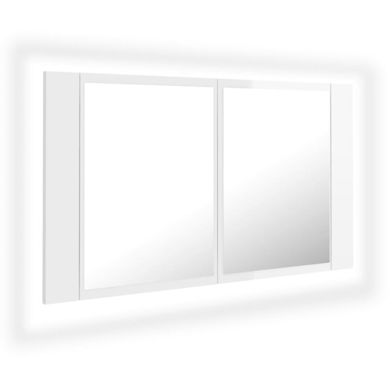 

vidaXL Armario espejo de baño luz LED blanco brillante 80x12x45 cm - Blanco