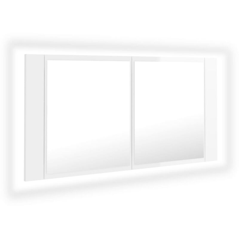 

vidaXL Armario espejo de baño luz LED blanco brillante 90x12x45 cm - Blanco