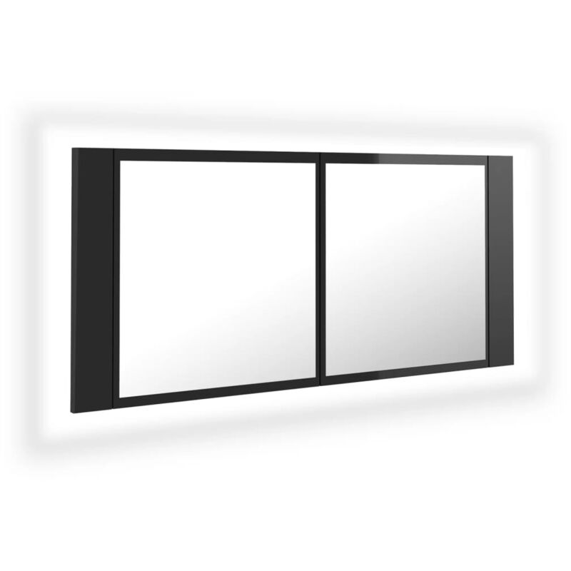 

Vidaxl - Armario espejo de baño luz LED negro brillante 100x12x45 cm - Negro