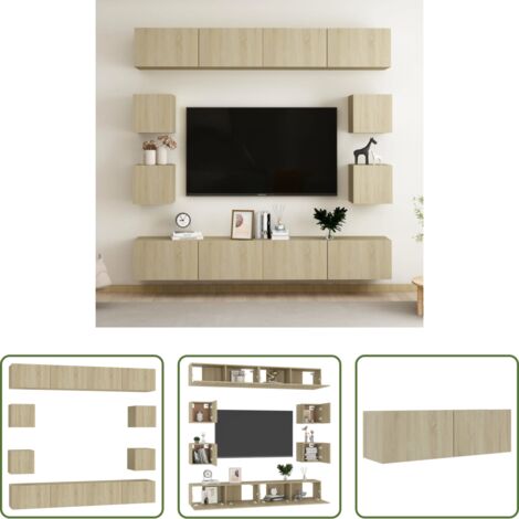 vidaXL Armario estéreo -  Juego de muebles de salón 8 piezas roble Sonoma