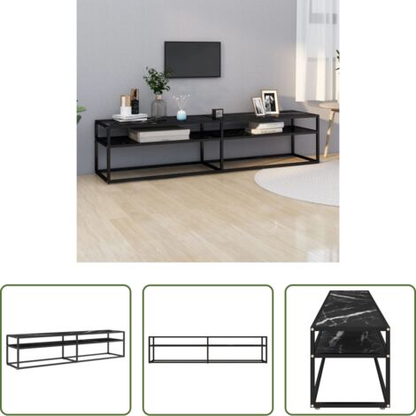 vidaXL Armario estéreo -  Mueble de TV vidrio templado color mármol negro 180x40x40,5 cm