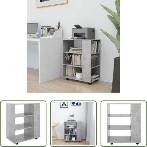 vidaXL Armario gris hormigón -  Armario ruedas madera contrachapada gris hormigón 60x35x75 cm