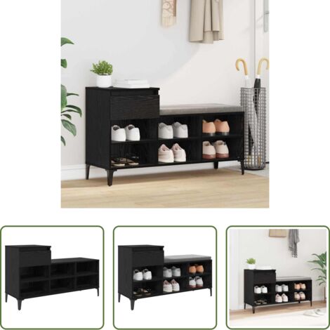 vidaXL Armario industrial -  Armario para Zapatos con cajón Roble negro 102 x 36 x 60 cm