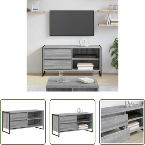 vidaXL Armario industrial -  Gabinete de TV con cajón Gris Sonoma 100 x 36 x 49,5 cm