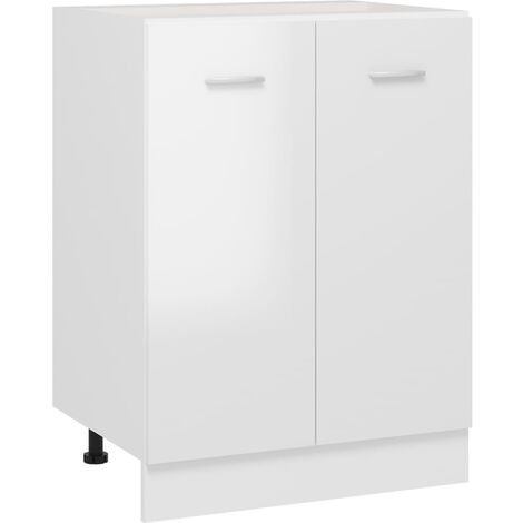 vidaXL Armario inferior cocina aglomerado blanco brillo 60x46x81,5 cm - Blanco