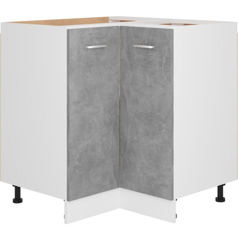 

vidaXL Armario inferior esquina aglomerado hormigón 75,5x75,5x80,5 cm - Gris