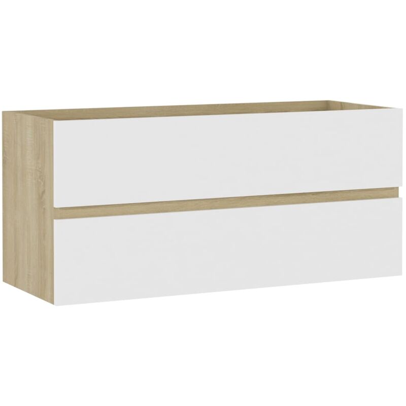 

vidaXL Armario lavabo aglomerado blanco y roble Sonoma 100x38,5x45 cm - Blanco