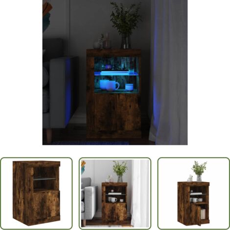 vidaXL Armario LED RGB -  Aparador con luces LED madera de ingeniería roble ahumado
