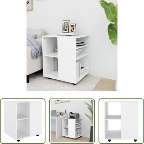 vidaXL Armario madera contrachapada -  Armario con ruedas madera contrachapada blanco 60x53x72 cm