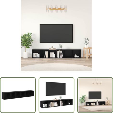 vidaXL Armario moderno -  Conjunto de mueble de TV 2 pcs Roble Negro 37 x 35 x 107cm