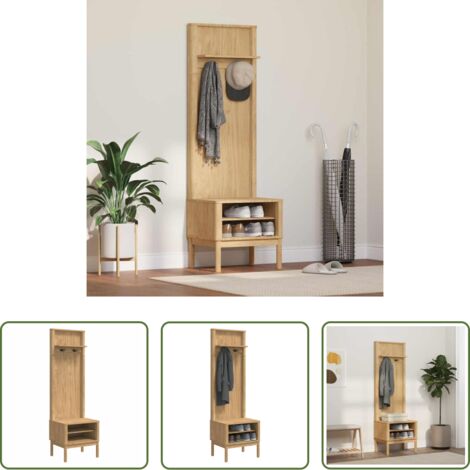 vidaXL Armario moderno -  Mueble de recibidor FLORO Marrón cera 50 x 40 x 158 cm