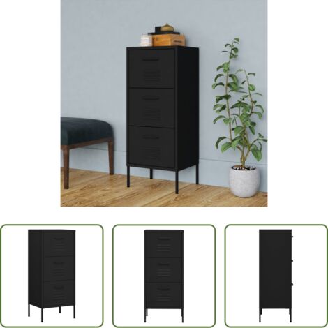 vidaXL Armario negro -  Armario de almacenamiento acero negro 42,5x35x101,5 cm