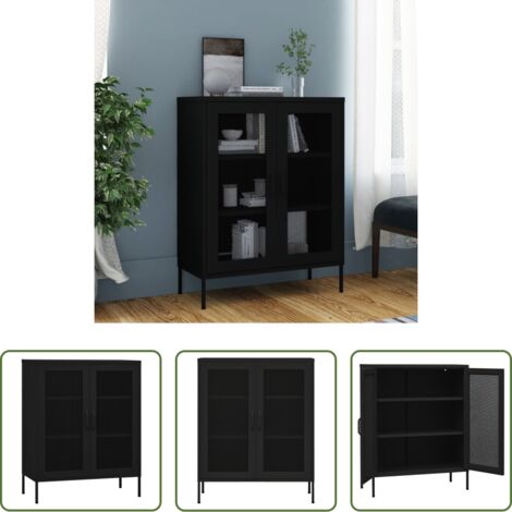 vidaXL Armario negro -  Armario de almacenamiento acero negro 80x35x101,5 cm