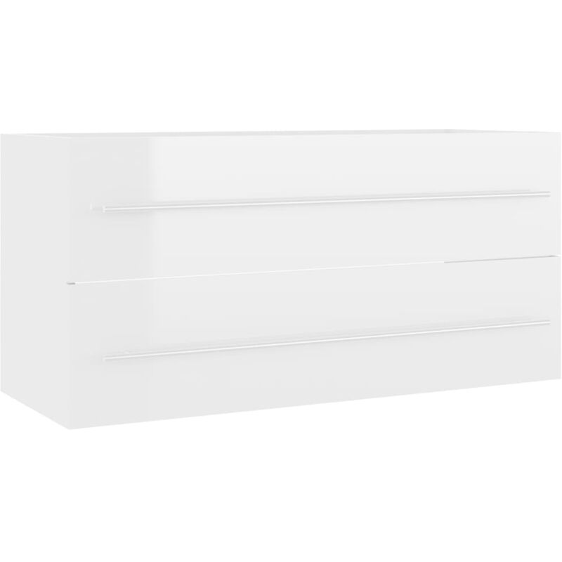 

vidaXL Armario para lavabo aglomerado blanco brillante 100x38,5x48 cm - Blanco