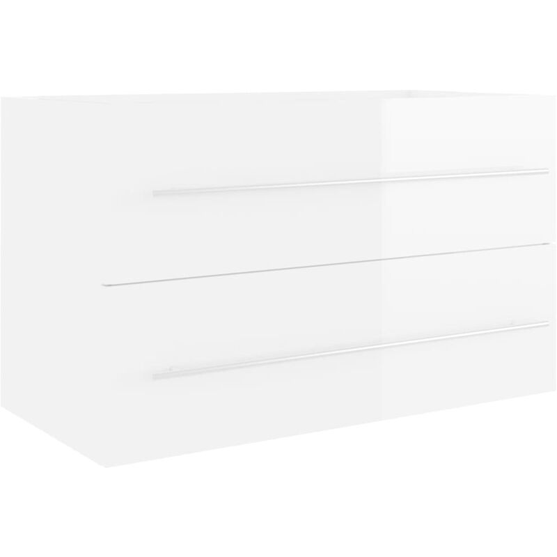 

vidaXL Armario para lavabo aglomerado blanco brillante 80x38,5x48 cm - Blanco