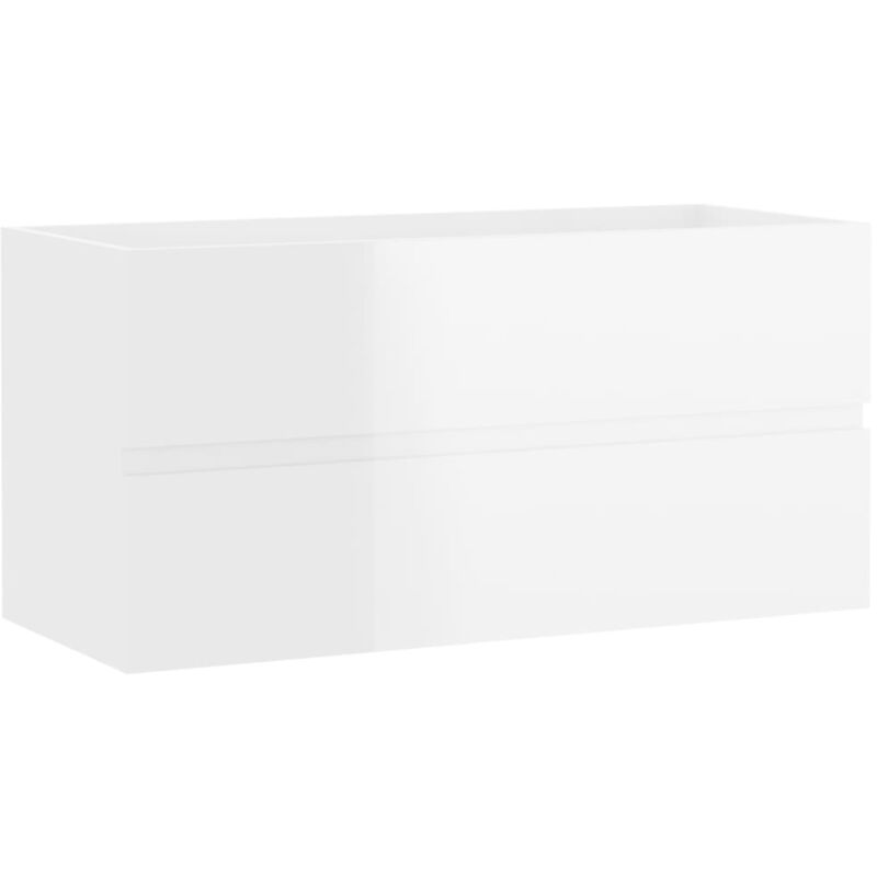 

vidaXL Armario para lavabo aglomerado blanco brillante 90x38,5x45 cm - Blanco