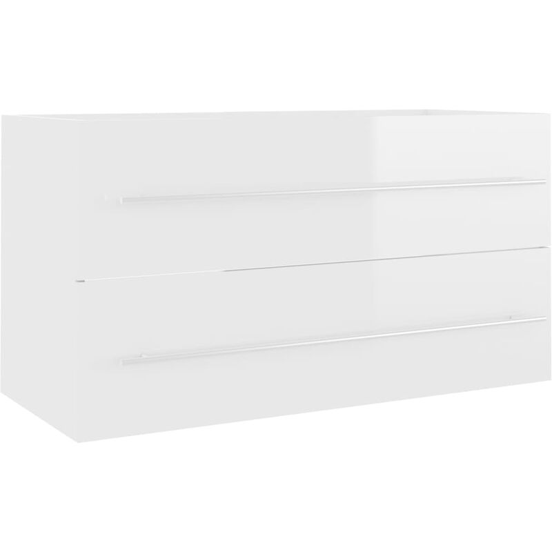 

vidaXL Armario para lavabo aglomerado blanco brillante 90x38,5x48 cm - Blanco