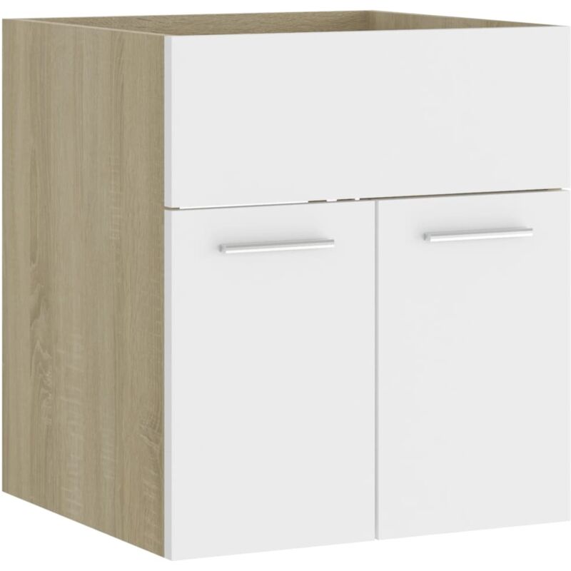 

vidaXL Armario para lavabo aglomerado blanco roble Sonoma 41x38,5x46cm - Blanco
