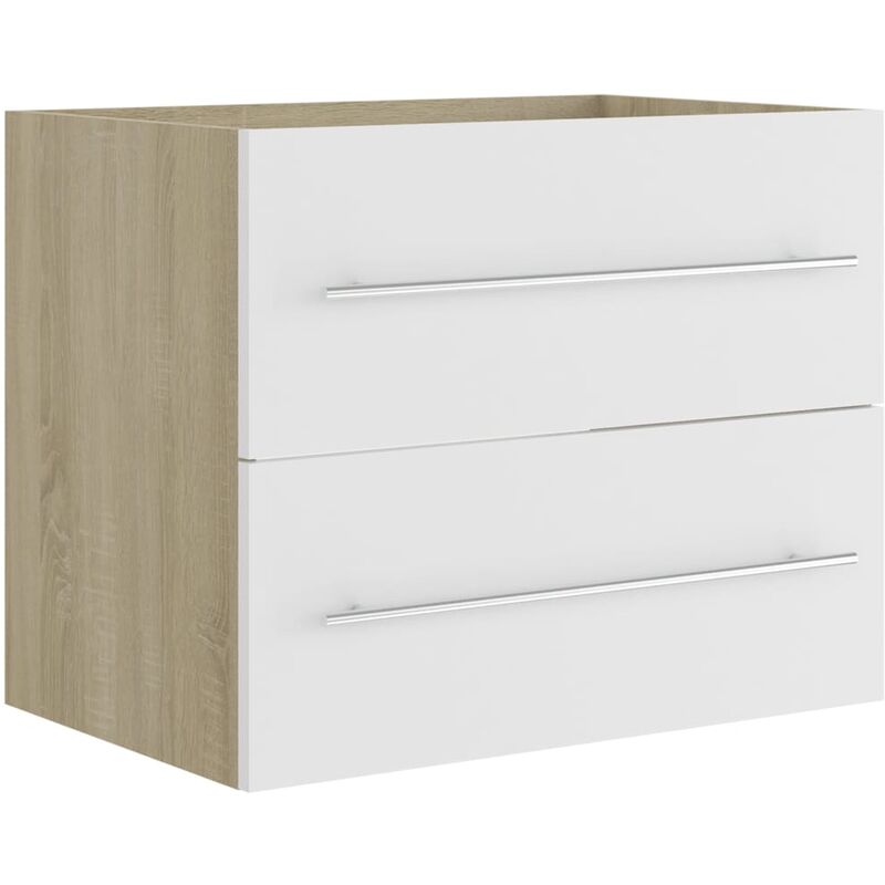 

Armario para lavabo aglomerado blanco roble Sonoma 60x38,5x48cm - Blanco - Vidaxl