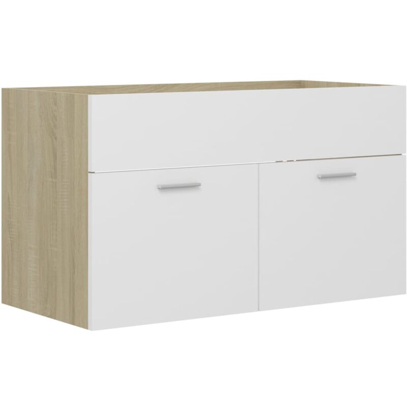 

vidaXL Armario para lavabo aglomerado blanco roble Sonoma 80x38,5x46cm - Blanco