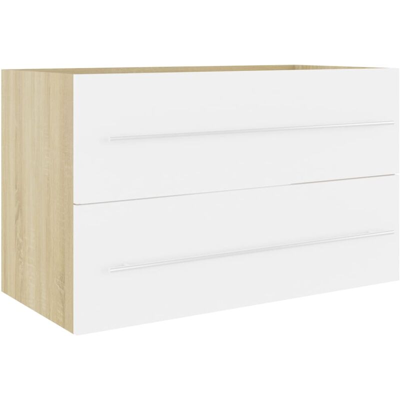 

vidaXL Armario para lavabo aglomerado blanco roble Sonoma 80x38,5x48cm - Blanco