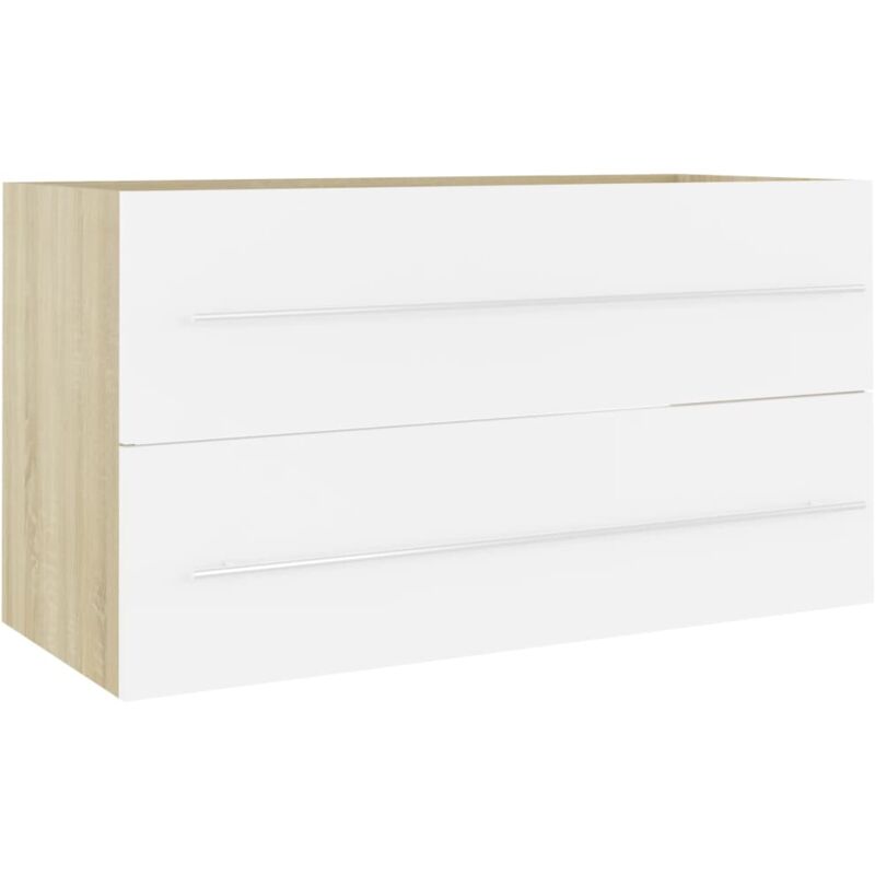 

Armario para lavabo aglomerado blanco roble Sonoma 90x38,5x48cm - Blanco - Vidaxl