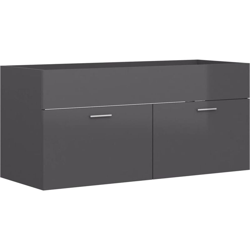 

vidaXL Armario para lavabo aglomerado gris brillante 100x38,5x46 cm - Gris