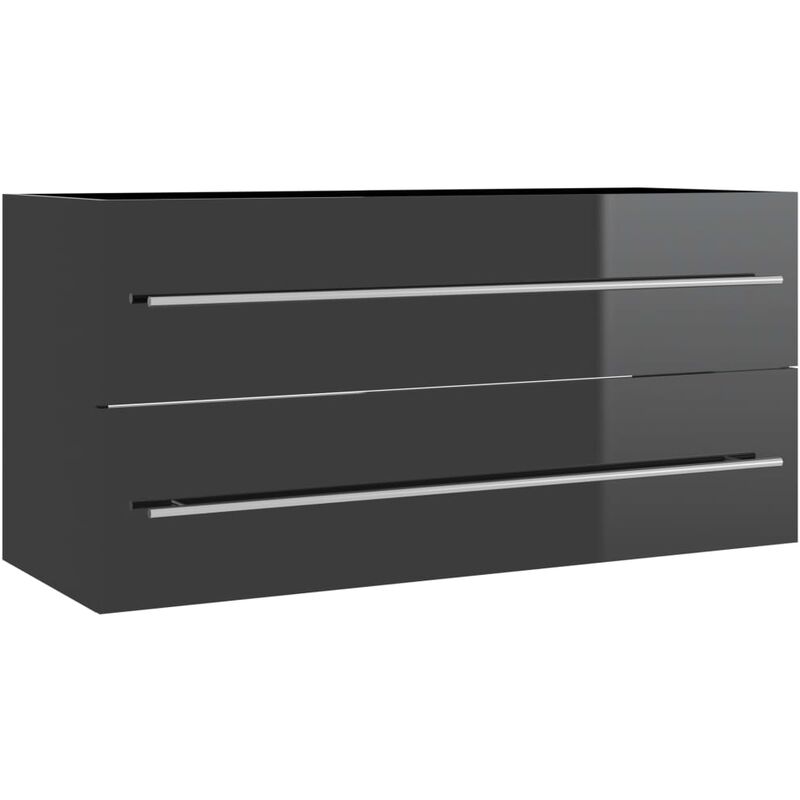 

vidaXL Armario para lavabo aglomerado gris brillante 100x38,5x48 cm - Gris