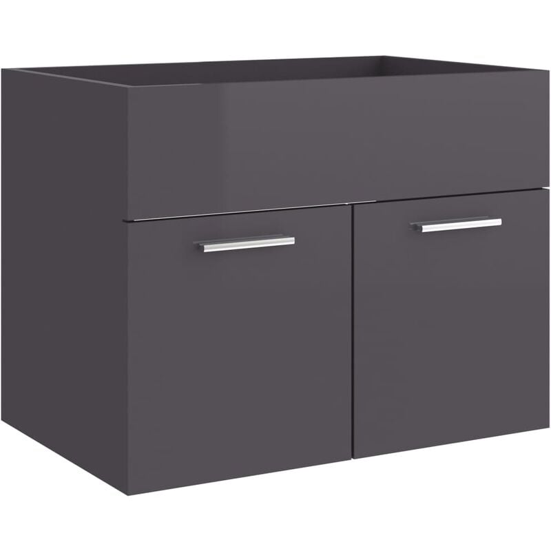 

vidaXL Armario para lavabo aglomerado gris brillante 60x38,5x46 cm - Gris