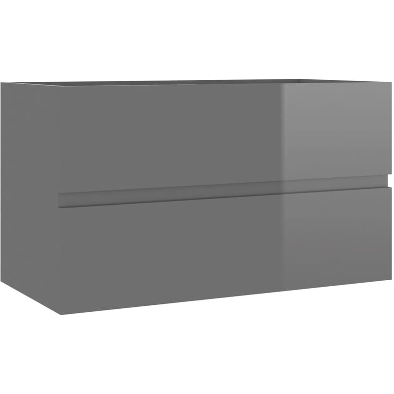

vidaXL Armario para lavabo aglomerado gris brillante 80x38,5x45 cm - Gris