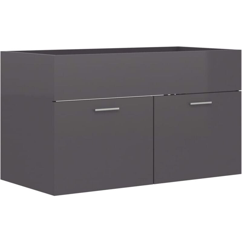 

vidaXL Armario para lavabo aglomerado gris brillante 80x38,5x46 cm - Gris