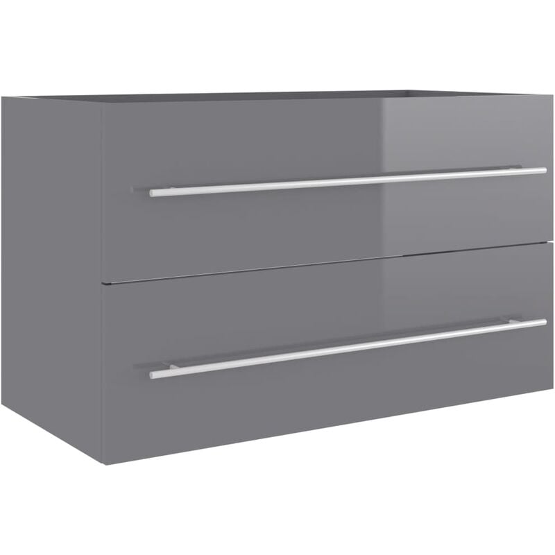 

vidaXL Armario para lavabo aglomerado gris brillante 80x38,5x48 cm - Gris
