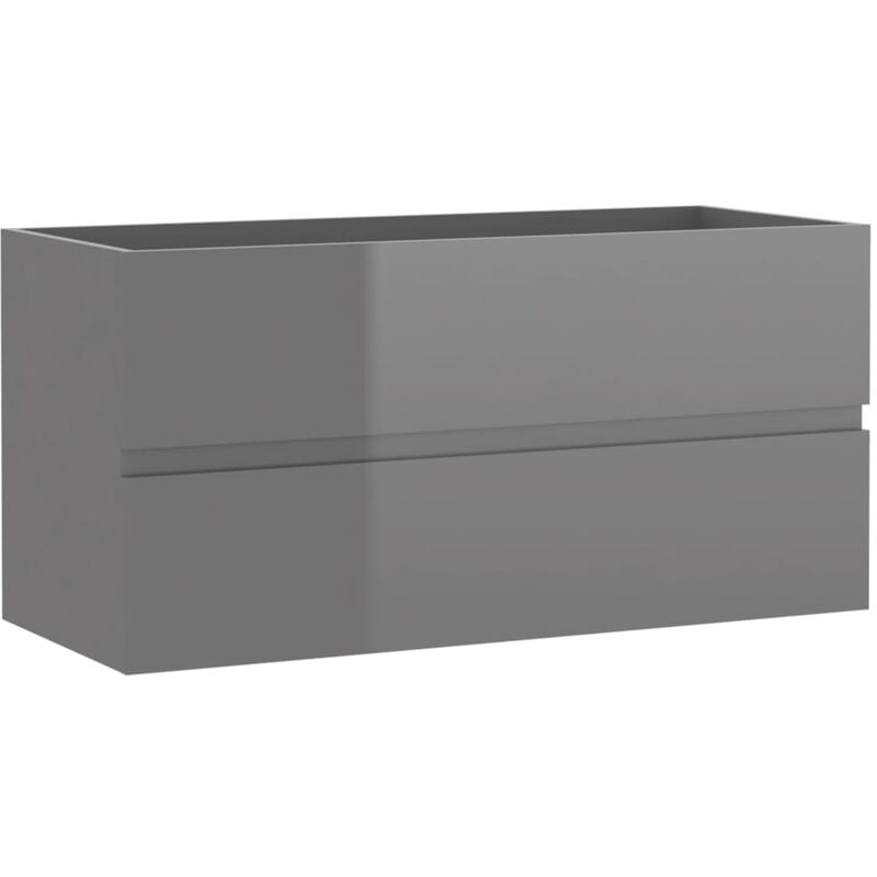 

vidaXL Armario para lavabo aglomerado gris brillante 90x38,5x45 cm - Gris