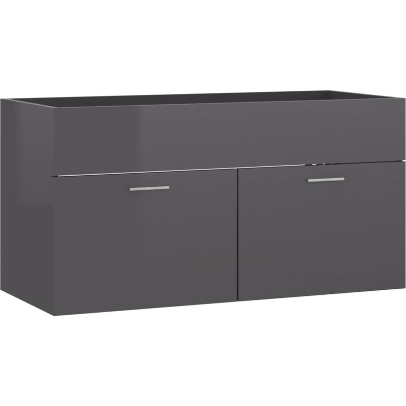 

vidaXL Armario para lavabo aglomerado gris brillante 90x38,5x46 cm - Gris