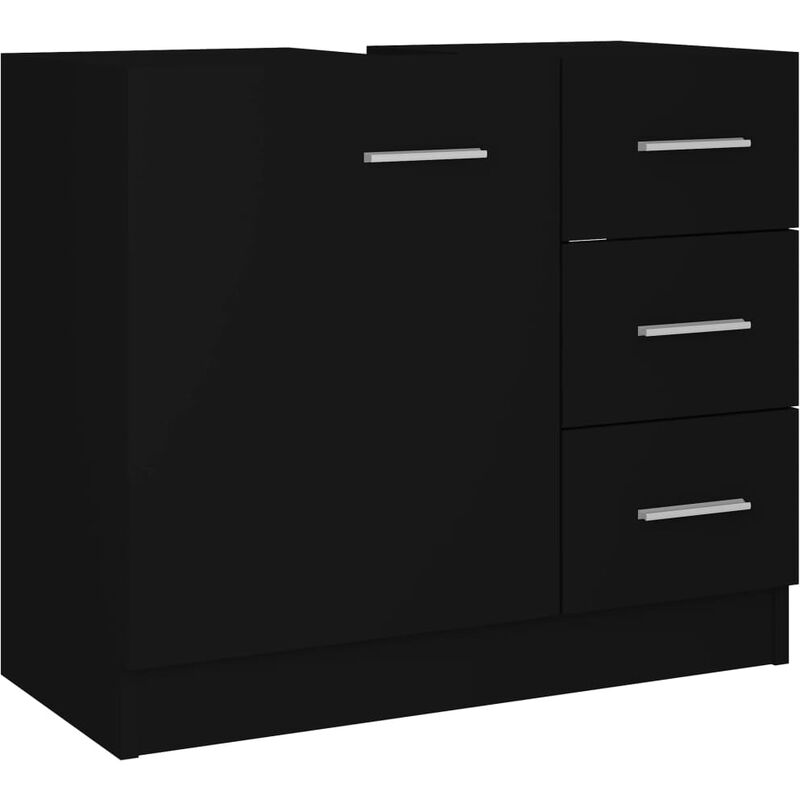 

vidaXL Armario para lavabo aglomerado negro 63x30x54 cm - Negro
